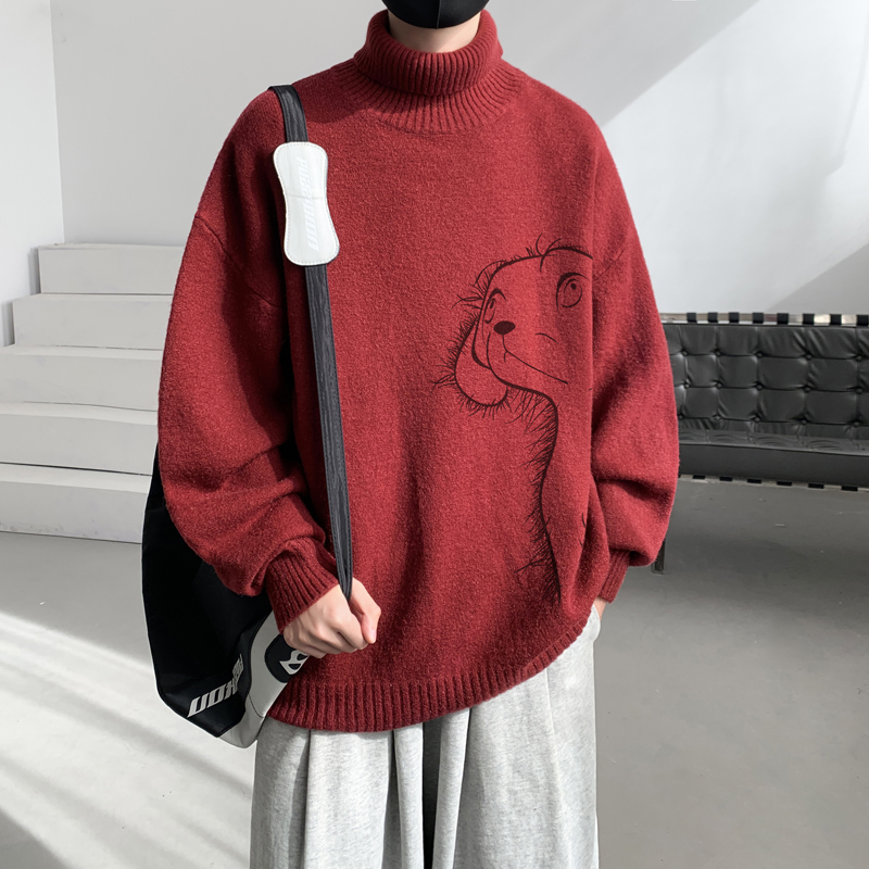 已注册/冬季高领毛衣翻领内搭男青年宽松大码慵懒外套MY9517/P45，男装针织衫/毛衣，电商B316