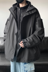 防水秋冬季加绒冲锋衣男纯色夹克外套 JK6874/P100三合一P150图片