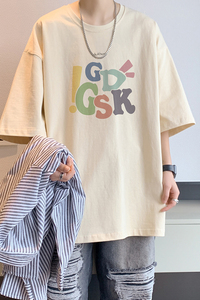 已注册/夏季卡其色潮牌短袖T恤大码男生体恤打底衫DT7155/P25图片