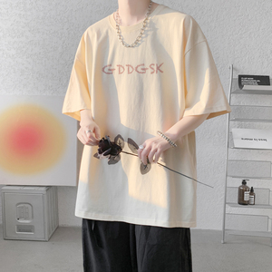 已注册/夏季潮牌港风短袖T恤男大码宽松体恤打底衫DT5955/P25图片