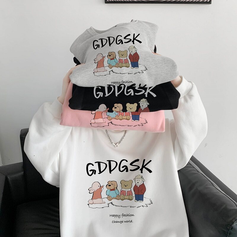 已注册/秋冬季加绒圆领印花卫衣男港风宽松打底衫外套WY0380/P35,男装卫衣,电商B316
