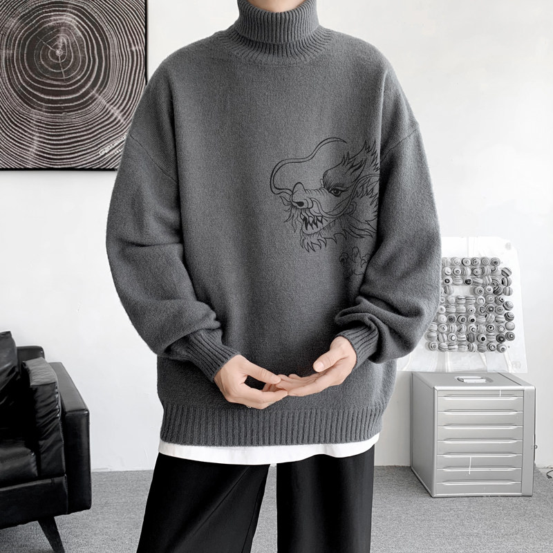 已注册/秋冬韩系大码高领针织毛衣男潮宽松百搭打底衫MY9545/P45，男装针织衫/毛衣，电商B316