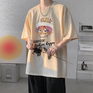 已注册/紫色夏季纯棉短袖T恤男生港风宽松半袖大码体恤DT3215/P25图片