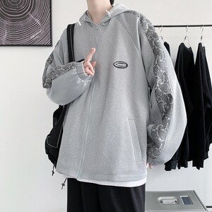 现货2万/2025春季新连帽夹克男港风棒球服大码外套JK8068/P65图片