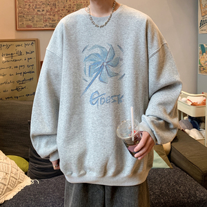 已注册/秋季圆领咖啡色卫衣男情侣宽松大码外套打底衫WY2337/P35图片