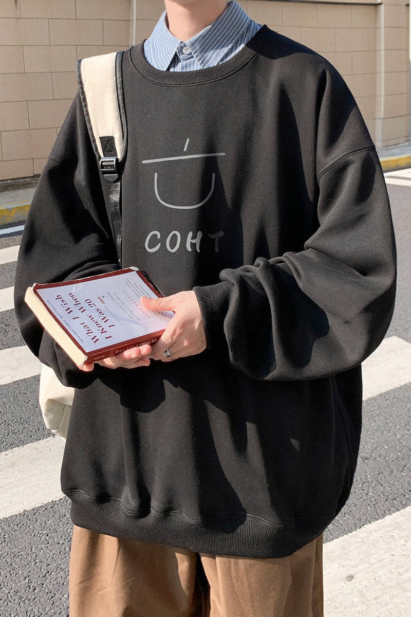 已注册/秋季新黑色圆领大码卫衣男日系打底衫外套WY5207/P35,男装卫衣,电商B316