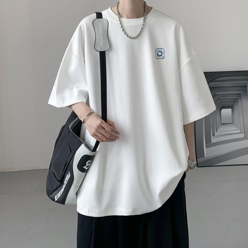 已注册/夏季白色简约印花短袖T恤男大码体恤打底衫DT6151/P25图片