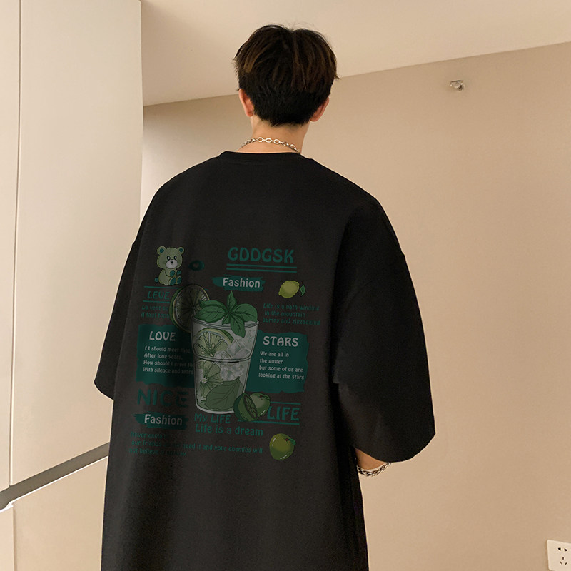 已注册/夏季水果印花纯棉短袖T恤宽松男体恤打底衫DT5133/P25,男装T恤,电商B316