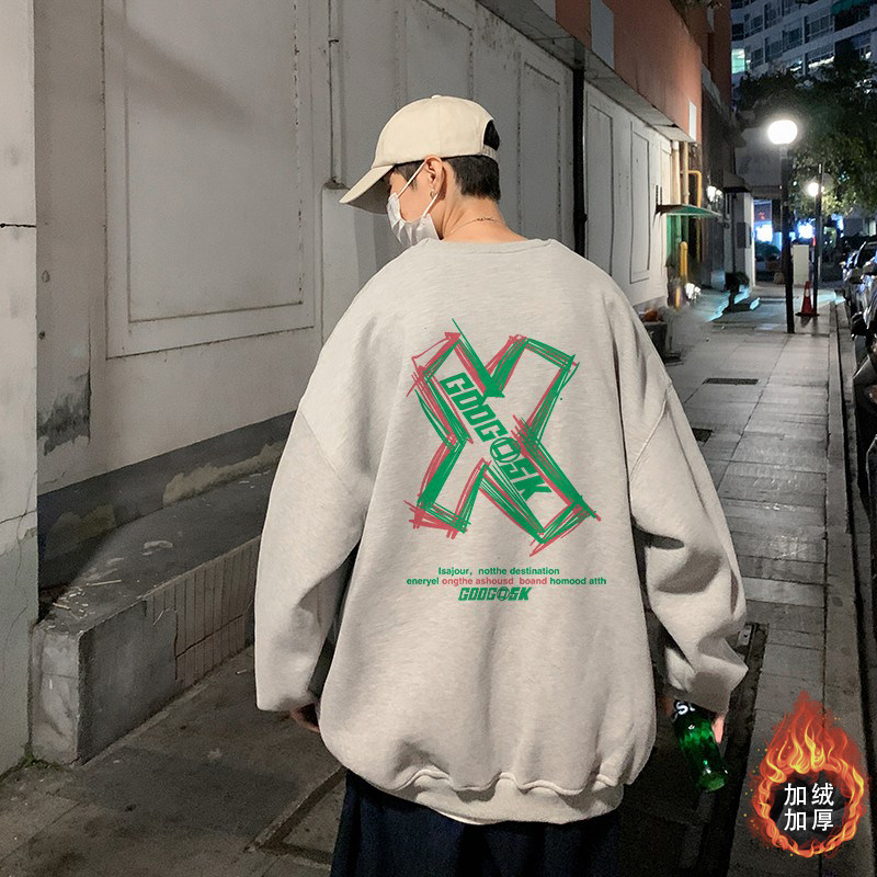 已注册/春季加厚卫衣男女港风圆领长袖外套WY1133/P35加绒P40,男装卫衣,电商B316