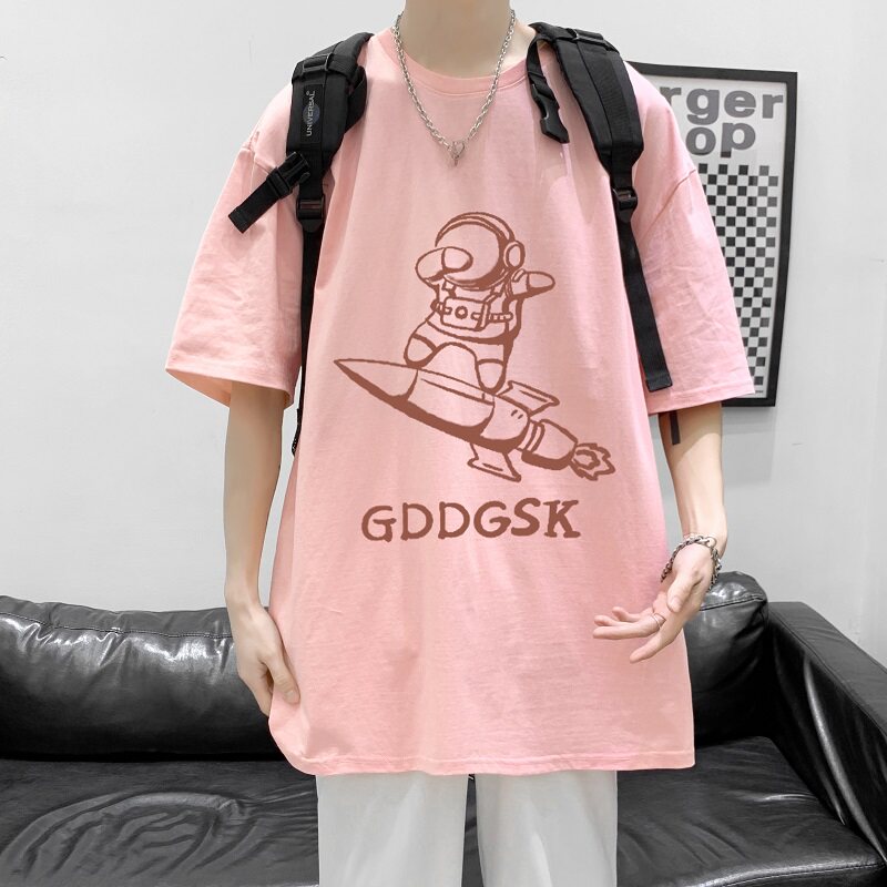 已注册/夏季太空人印花短袖T恤男大码半袖重磅体恤DX8585/P25,男装T恤,电商B316