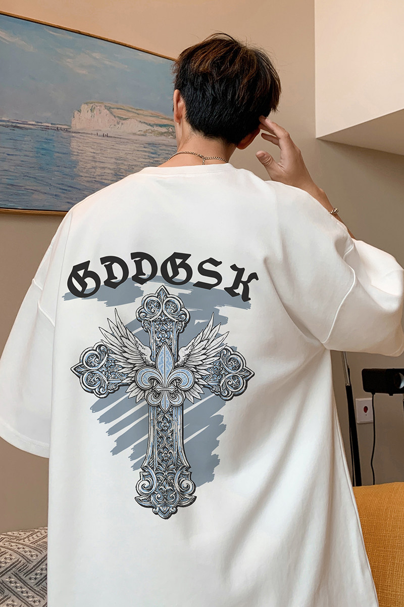已注册/夏季白色印花通勤短袖T恤男宽松体恤打底衫DT5236/P25,男装T恤,电商B316
