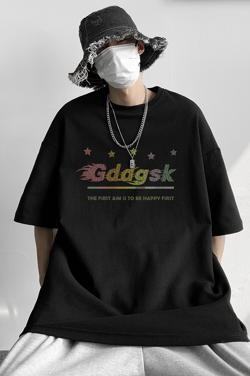 已注册/新夏季纯棉印花黑色短袖T恤男生打底衫体恤DT3360/P25,男装T恤,电商B316