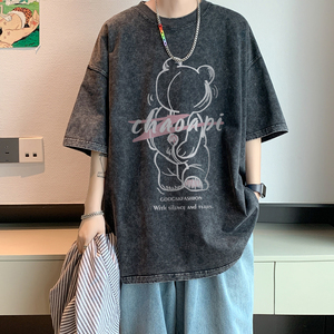 水洗重磅新款夏季休闲运动风短袖T恤男大码打底衫体恤 DT7269/P35图片