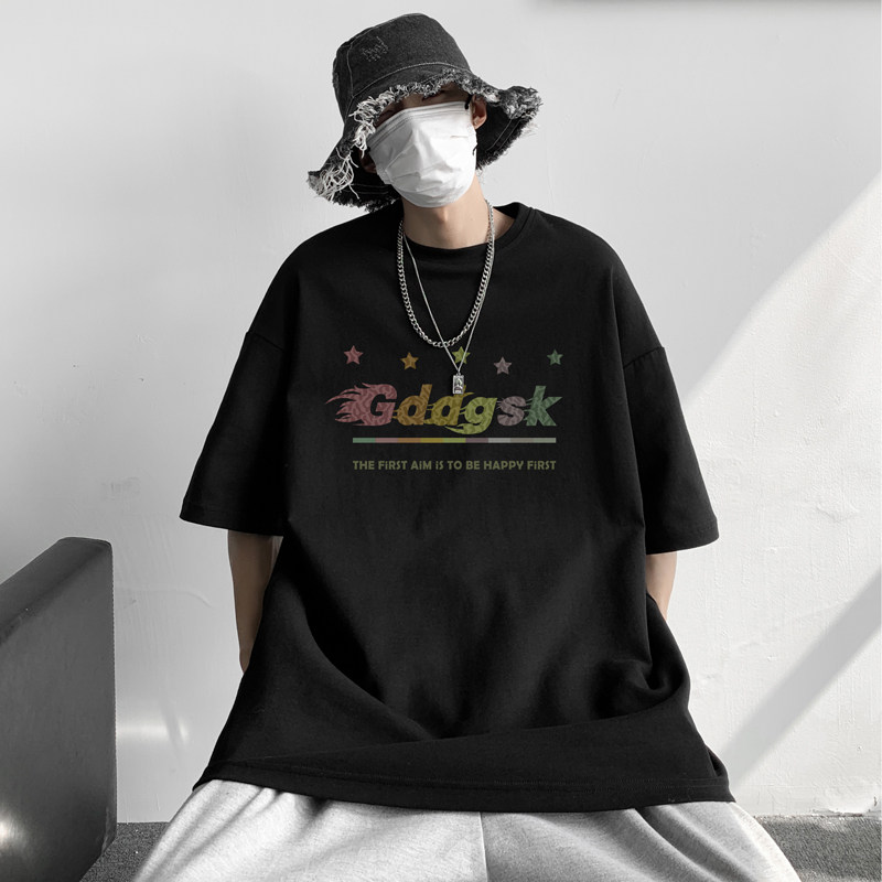 已注册/新夏季纯棉印花黑色短袖T恤男生打底衫体恤DT3360/P25图片