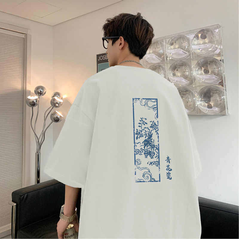 已注册/夏季青花瓷印花短袖T恤男生大码体恤打底衫DT2997/P25,男装T恤,电商B316