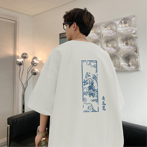 已注册/夏季文艺图案印花短袖T恤男宽松体恤打底衫DT2997/P25,22岁男孩穿衣搭配体恤图片