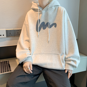 已注册/秋季港风重磅印花男连帽打底衫加厚潮流WY9147/P50加绒P55图片
