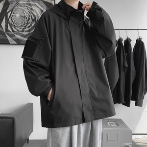 秋季新连帽夹克男棒球服港风冲锋衣魔术贴ins外套JK8768/P100图片