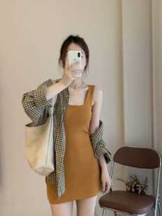 弹力显瘦裙子 薄款 小众设计感韩系百搭辣妹背心连衣短裙女夏季 新款