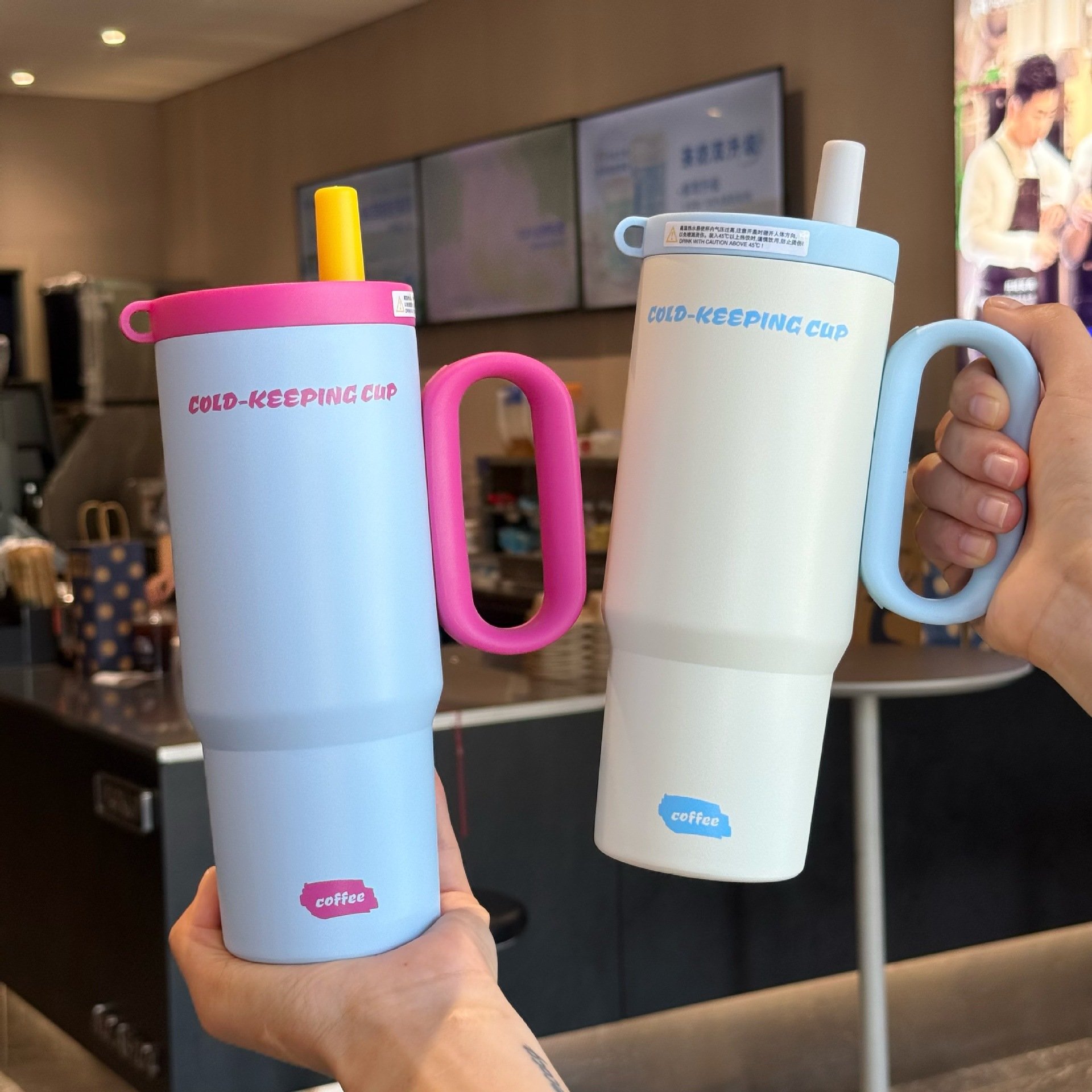 进口新款大容量316不锈钢保温杯冰霸杯女新款保冷车载不锈钢吸管