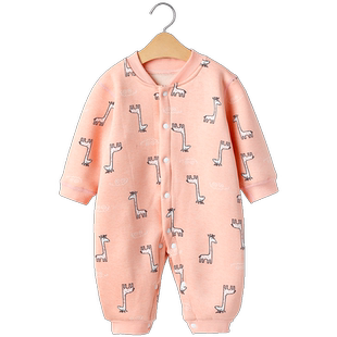 女宝宝睡衣婴儿连体衣春秋冬季加绒加厚保暖哈衣女童爬服居家外穿