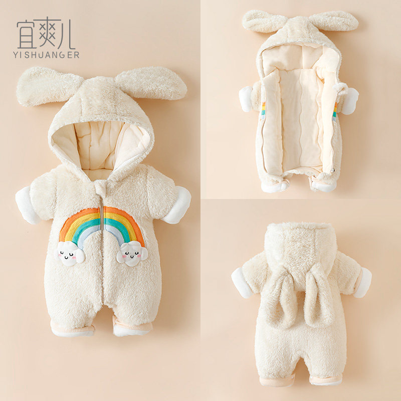 女超萌婴儿羽绒服连体棉衣秋冬装保暖外出抱衣男宝宝冬季棉袄套装属于什么档次？