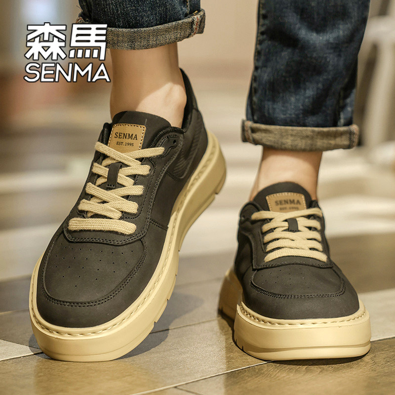 森马鞋子男款2026新款春爆款男鞋复古工装鞋厚底增高男士休闲板鞋