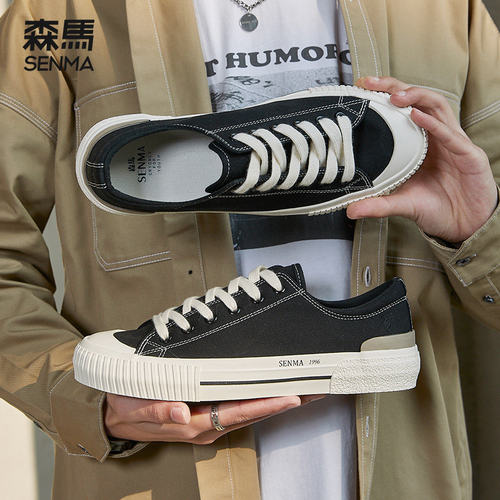 森马帆布鞋男低帮滑板鞋