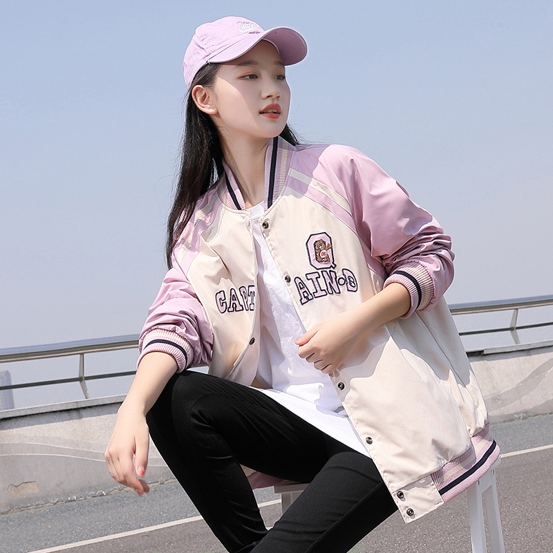 中学生休闲宽松棒球服图片