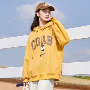 一体绒卫衣加厚初中学生套头少女孩潮流新款 高中生学院风秋冬装