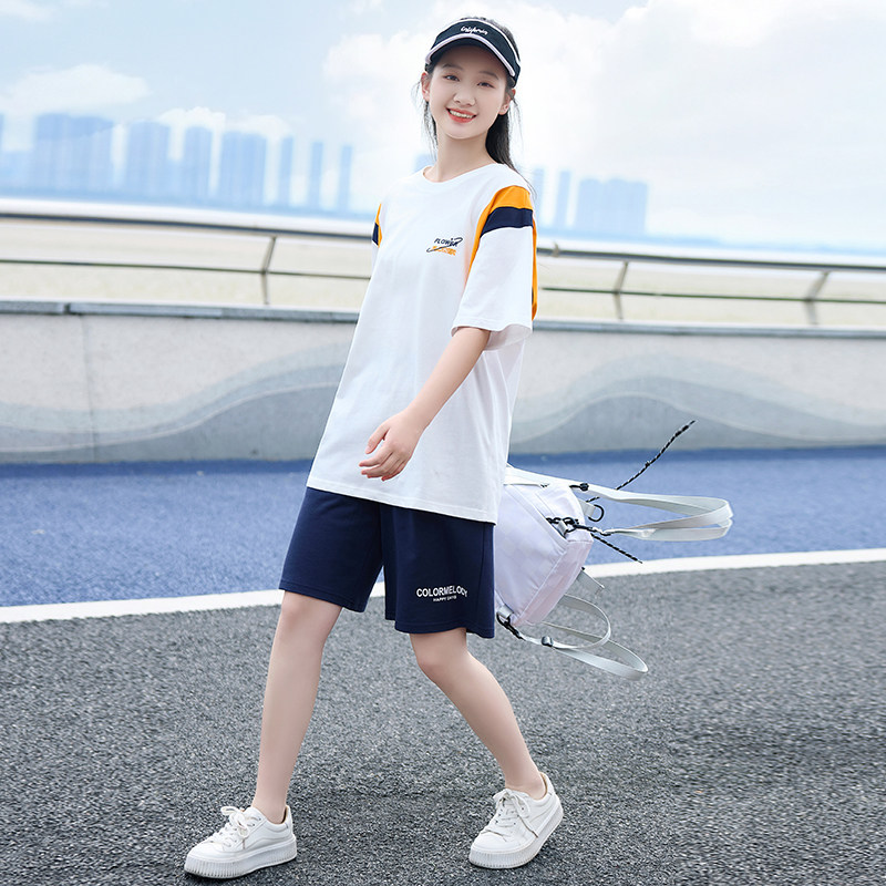 套装夏装初中女生休闲运动服高中生新款宽松短裤短袖两件套潮学生