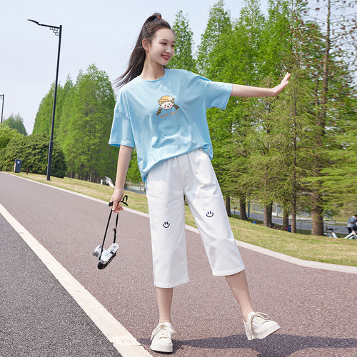 100%纯棉2023夏季新款印花套装