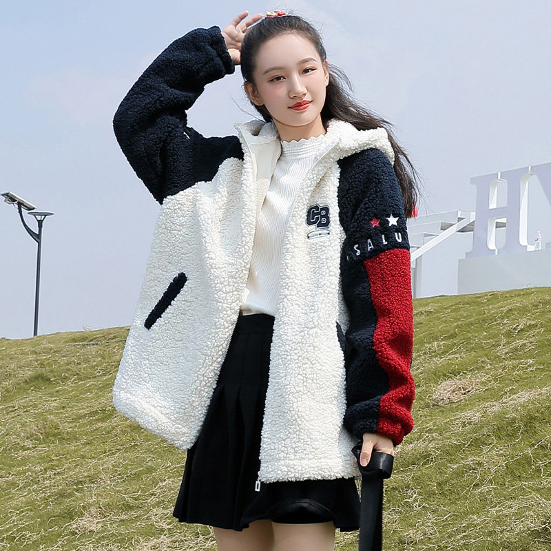 初高中学生羊羔毛绒少女冬装外套加绒加厚大童秋冬季潮流年新款潮,女装/女士精品,毛呢外套,淘宝优惠券,粉丝福利购,淘宝优惠卷