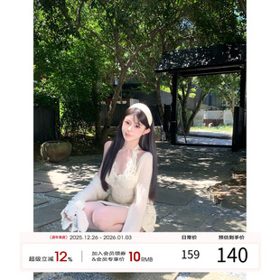 法式 新款 a字裙纯欲露背裙子 蕾丝挂脖连衣裙女2025秋季 项天鹅er