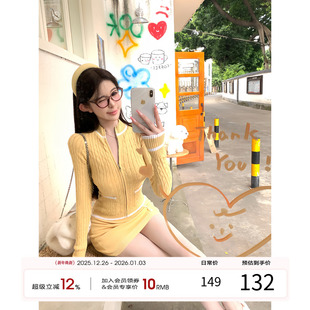 长袖 项天鹅er 新款 女2025冬季 上衣半身裙针织两件套 韩系穿搭套装