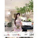 收腰a字裙纯欲高级裙子 新款 项天鹅er 粉色吊带连衣裙女2025冬季