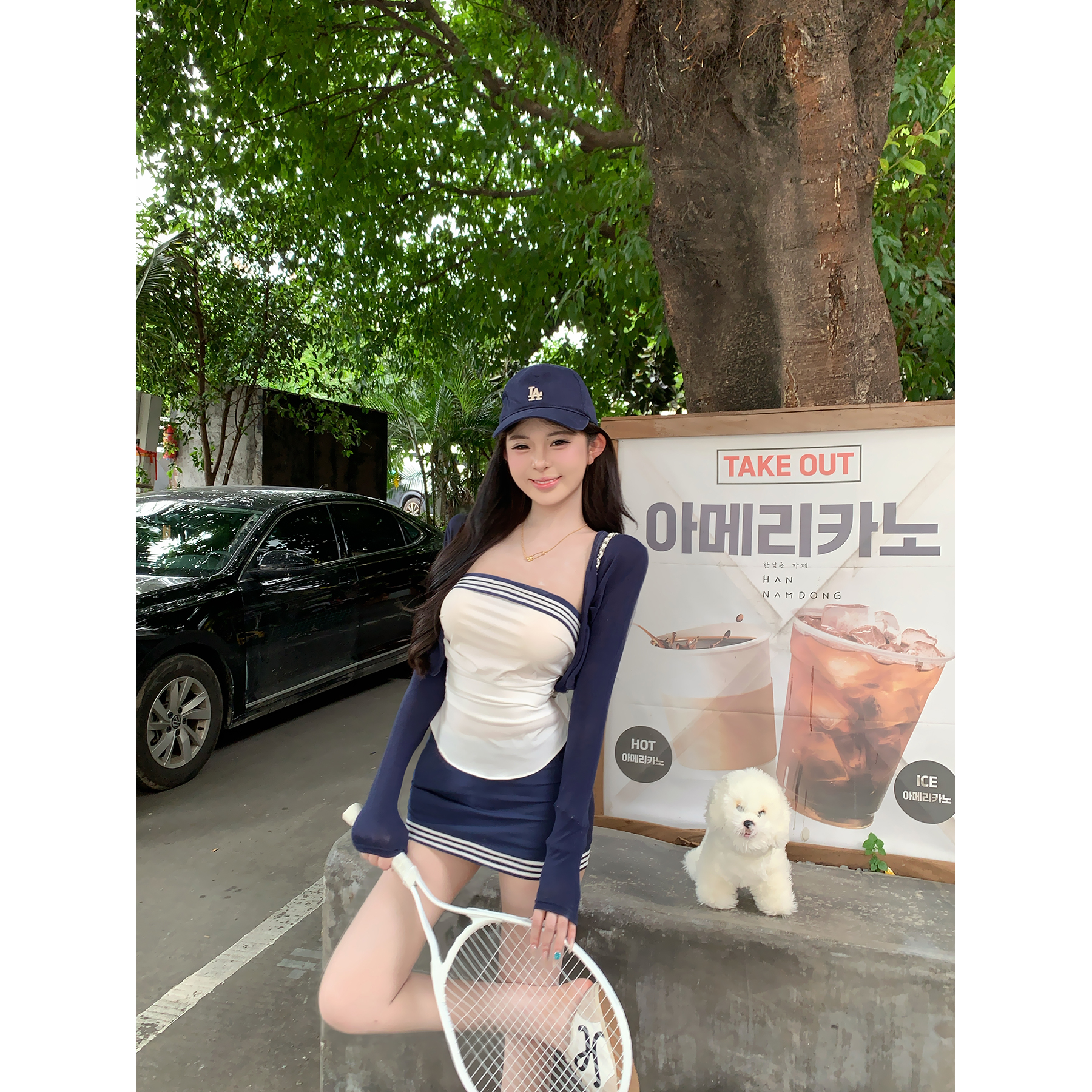 项天鹅er 韩系穿搭套装女2025秋季新款抹胸上衣半身裙减龄一整套