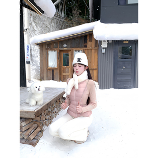 项天鹅er 短款羽绒服女2025冬季新款针织拼接收腰上衣轻薄外套