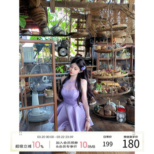 天鹅er 【鎏光倚梦】气质时尚显瘦小众INS连衣裙E26E20012