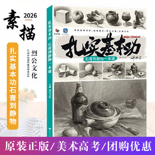扎实基本功石膏到静物一本通2026烈公文化钟伟安素描石膏五官人像头像半身像单体组合静物临本对画写生绘画册教材程书籍