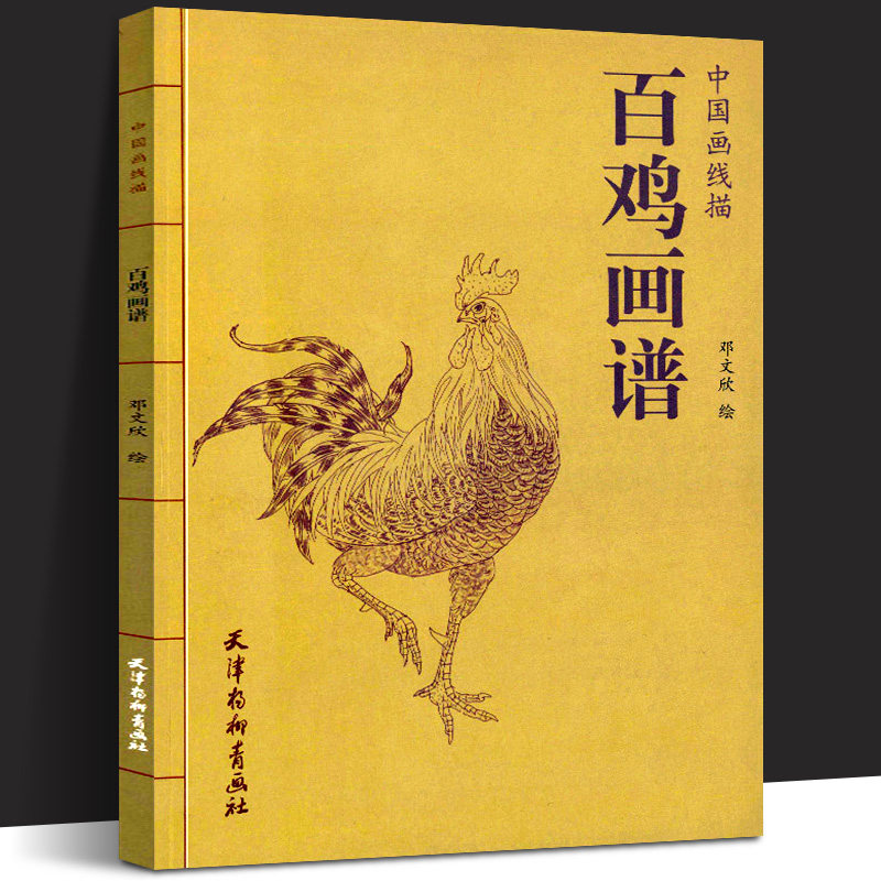正版百鸡画谱 中国线描画 邓文欣绘 白描临摹图谱国画工笔画家禽鸡