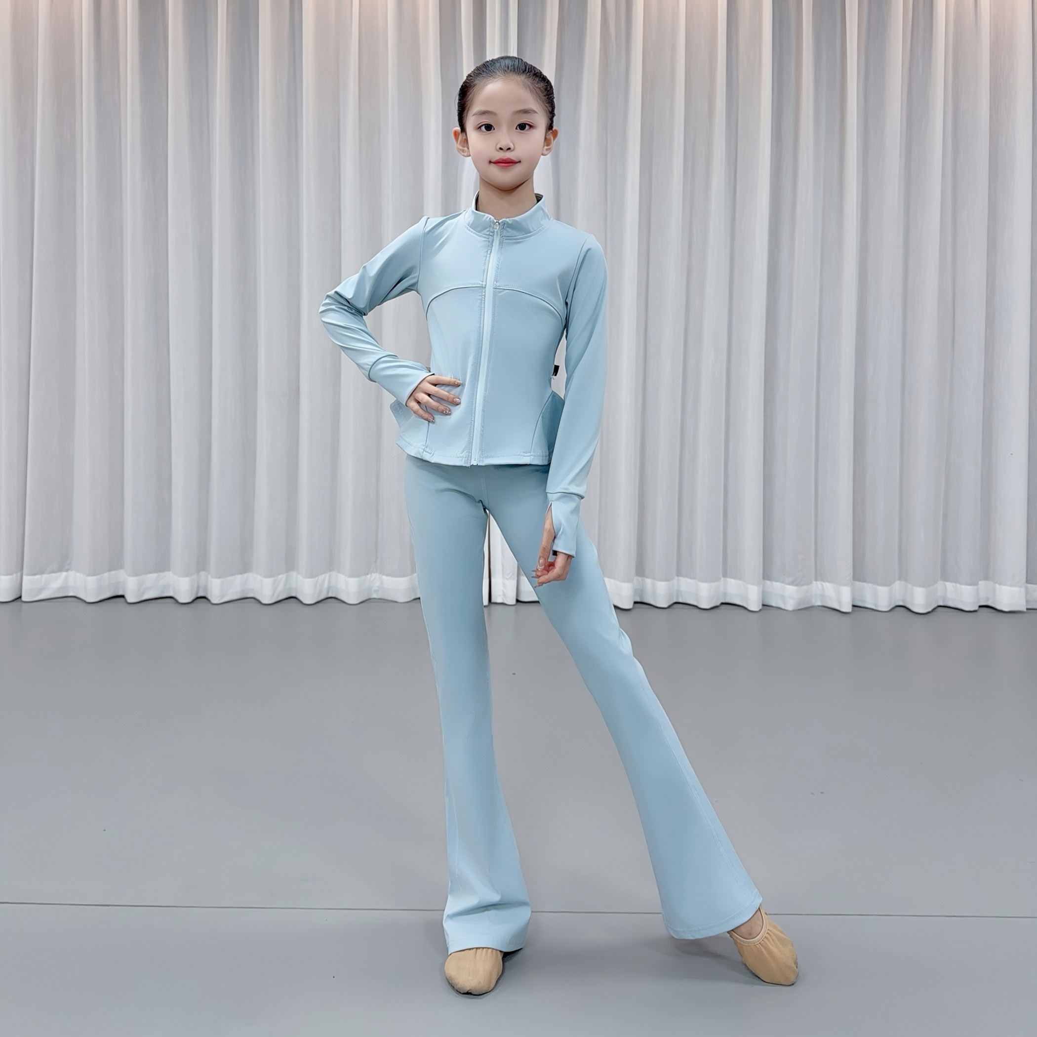 托付猫儿童舞蹈服套装高弹裸感