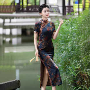 新中式 年轻气质高端真丝旗袍妈妈宴会礼服裙显瘦御姐风 日常改良版