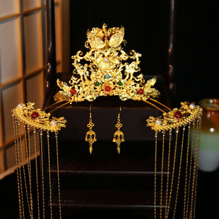 重工发冠婚嫁发饰套装百搭额饰额冠流苏发簪发钗汉服发饰古风头饰