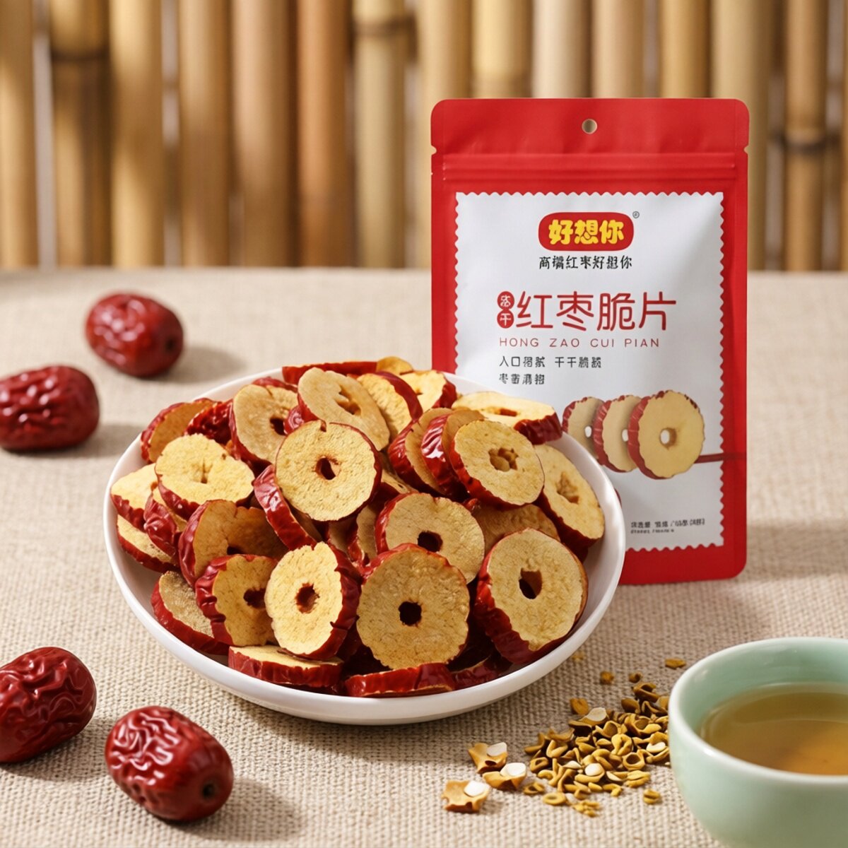 好想你冻干红枣脆片108gx3袋红枣干枣片干枣脆片泡茶干吃红小脆