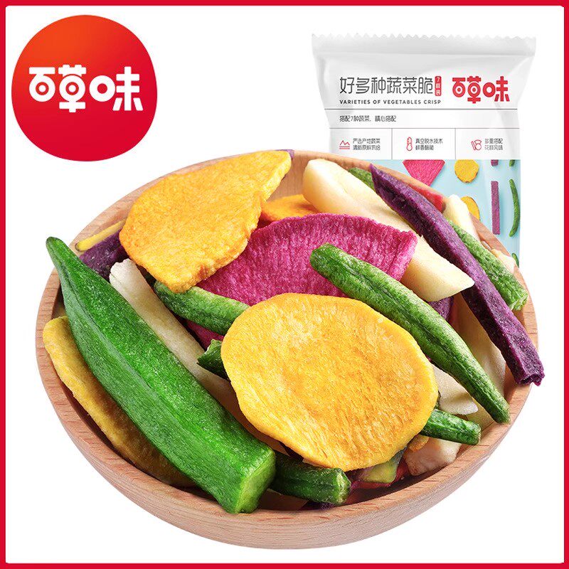 百草味综合蔬菜干60g什锦果蔬7样装秋葵脆儿童水果混合装即食零食