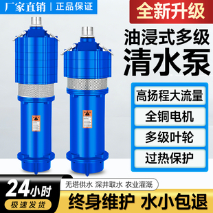 两相电水泵农用高扬程大流量家叶轮潜水泵深井潜水泵380v鱼塘灌溉