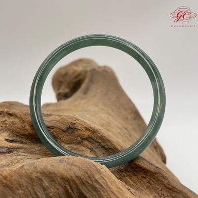 【肌容雪】天然缅甸A货绿飘花翡翠叮噹美人手镯 编号870(#17.5号)