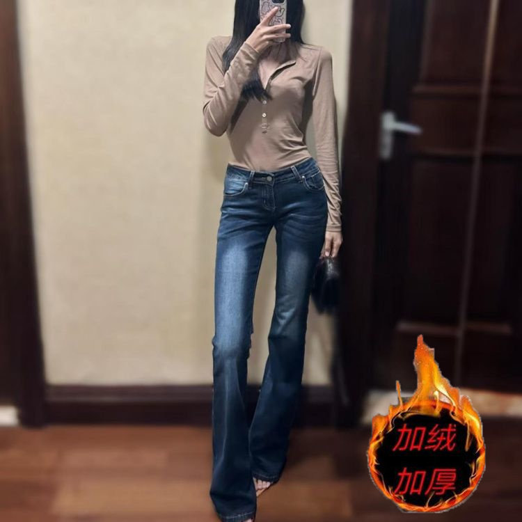 加绒加厚复古喇叭牛仔裤女秋冬新款高腰显瘦阔腿拖地做旧裤潮ins,女装/女士精品,牛仔裤,淘宝优惠券,粉丝福利购,淘宝优惠卷