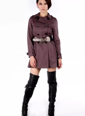 时尚优雅简约肩章双排扣风衣HXF0503灰蓝色 原1568#